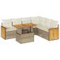 Preview: 7-tlg. Garten-Sofagarnitur mit Kissen Beige Poly Rattan Akazie