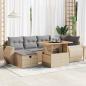 Preview: ARDEBO.de - 8-tlg. Garten-Sofagarnitur mit Kissen Beige Poly Rattan Akazie