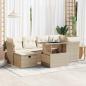 Preview: ARDEBO.de - 7-tlg. Garten-Sofagarnitur mit Kissen Beige Poly Rattan