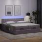 Preview: Ottoman-Bett mit Matratzen & LEDs Grau 160x200 cm Kunstleder