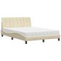 Preview: Bett mit Matratze "Hanko" Creme 140x190 cm Stoff