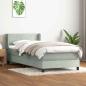 Preview: ARDEBO.de - Boxspringbett mit Matratze Hellgrau 90x220 cm Samt