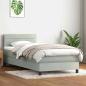 Preview: ARDEBO.de - Boxspringbett mit Matratze Hellgrau 90x220 cm Samt