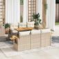 Preview: ARDEBO.de - 7-tlg. Garten-Sofagarnitur mit Kissen Beige Poly Rattan Akazie