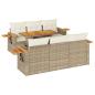 Preview: 7-tlg. Garten-Sofagarnitur mit Kissen Beige Poly Rattan Akazie