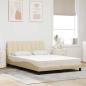 Preview: Bett mit Matratze "Hanko" Creme 140x200 cm Stoff