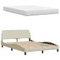 Preview: Bett mit Matratze "Hanko" Creme 140x200 cm Stoff