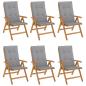 Preview: Klappst?hle Verstellbar mit Kissen 6 Stk. Massivholz Teak