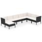 Preview: 8-tlg. Garten-Lounge-Set mit Auflagen Poly Rattan Schwarz