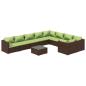 Preview: 10-tlg. Garten-Lounge-Set mit Kissen Poly Rattan Braun