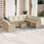 Preview: ARDEBO.de - 10-tlg. Garten-Sofagarnitur mit Kissen Beige Poly Rattan