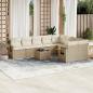 Preview: ARDEBO.de - 10-tlg. Garten-Sofagarnitur mit Kissen Beige Poly Rattan