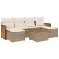 Preview: 7-tlg. Garten-Sofagarnitur mit Kissen Beige Poly Rattan