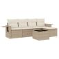 Preview: 6-tlg. Garten-Sofagarnitur mit Kissen Beige Poly Rattan