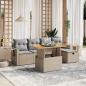 Preview: ARDEBO.de - 6-tlg. Garten-Sofagarnitur mit Kissen Beige Poly Rattan