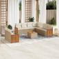 Preview: ARDEBO.de - 10-tlg. Garten-Sofagarnitur mit Kissen Beige Poly Rattan