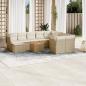 Preview: ARDEBO.de - 11-tlg. Garten-Sofagarnitur mit Kissen Beige Poly Rattan