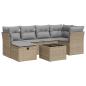 Preview: 7-tlg. Garten-Sofagarnitur mit Kissen Beige Poly Rattan
