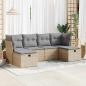 Preview: ARDEBO.de - 6-tlg. Garten-Sofagarnitur mit Kissen Beige Poly Rattan