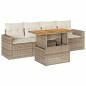 Preview: 5-tlg. Garten-Sofagarnitur mit Kissen Beige Poly Rattan