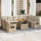 Preview: ARDEBO.de - 10-tlg. Garten-Sofagarnitur mit Kissen Beige Poly Rattan