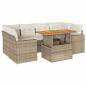 Preview: 7-tlg. Garten-Sofagarnitur mit Kissen Beige Poly Rattan
