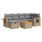 Preview: 7-tlg. Garten-Sofagarnitur mit Kissen Beige Poly Rattan