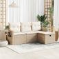 Preview: ARDEBO.de - 4-tlg. Garten-Sofagarnitur mit Kissen Beige Poly Rattan