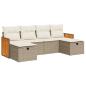 Preview: 6-tlg. Garten-Sofagarnitur mit Kissen Beige Poly Rattan