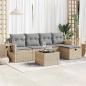 Preview: ARDEBO.de - 6-tlg. Garten-Sofagarnitur mit Kissen Beige Poly Rattan