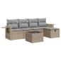 Preview: 6-tlg. Garten-Sofagarnitur mit Kissen Beige Poly Rattan