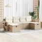 Preview: ARDEBO.de - 6-tlg. Garten-Sofagarnitur mit Kissen Beige Poly Rattan