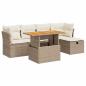 Preview: 6-tlg. Garten-Sofagarnitur mit Kissen Beige Poly Rattan Akazie
