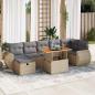 Preview: ARDEBO.de - 5-tlg. Garten-Sofagarnitur mit Kissen Beige Poly Rattan Akazie