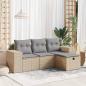 Preview: ARDEBO.de - 4-tlg. Garten-Sofagarnitur mit Kissen Beige Poly Rattan