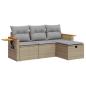 Preview: 4-tlg. Garten-Sofagarnitur mit Kissen Beige Poly Rattan