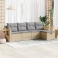 Preview: ARDEBO.de - 5-tlg. Garten-Sofagarnitur mit Kissen Beige Poly Rattan