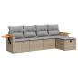 Preview: 5-tlg. Garten-Sofagarnitur mit Kissen Beige Poly Rattan