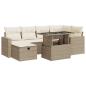 Preview: 7-tlg. Garten-Sofagarnitur mit Kissen Beige Poly Rattan