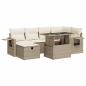 Preview: 7-tlg. Garten-Sofagarnitur mit Kissen Beige Poly Rattan
