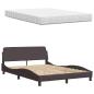 Preview: Bett mit Matratze "Hanko" Dunkelbraun 140x190 cm Stoff