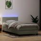 Preview: ARDEBO.de - Boxspringbett mit Matratze & LED Hellgrau 90x220 cm Samt