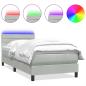 Preview: Boxspringbett mit Matratze & LED Hellgrau 90x220 cm Samt
