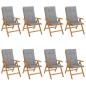 Preview: Klappst?hle Verstellbar mit Auflagen 8 Stk. Massivholz Teak