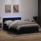 Preview: ARDEBO.de - Boxspringbett mit Matratze & LED Dunkelgrün 160x220 cm Samt