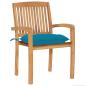 Preview: Gartenstühle 2 Stk. mit Hellblauen Kissen Massivholz Teak