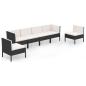 Preview: 6-tlg. Garten-Lounge-Set mit Auflagen Poly Rattan Schwarz