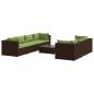 Preview: 8-tlg. Garten-Lounge-Set mit Kissen Poly Rattan Braun