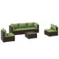 Preview: 6-tlg. Garten-Lounge-Set mit Auflagen Poly Rattan Braun