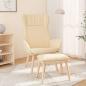 Preview: ARDEBO.de - Relaxsessel mit Hocker Creme Stoff